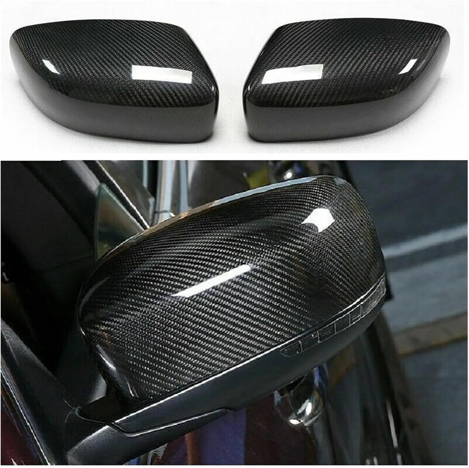 Pair Car Stick on Dry Carbon Fiber Car Side Rearview Mirror Cover Cap For Maserati Quattroporte 2013-2016