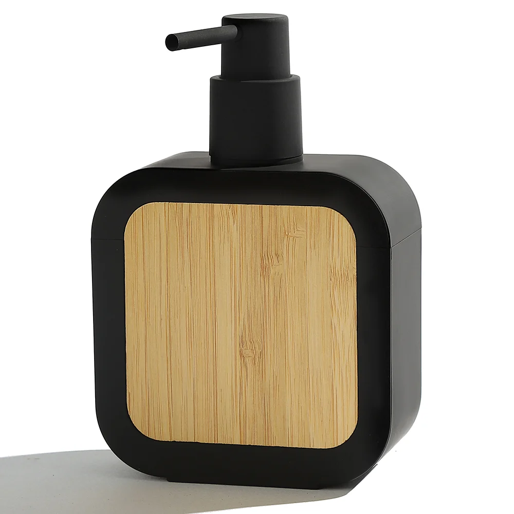 Elegant Soap Dispenser with Bamboo Decoration - Rust-Resistant Pump for Bathroom Hand Soap and Kitchen Dish Soap