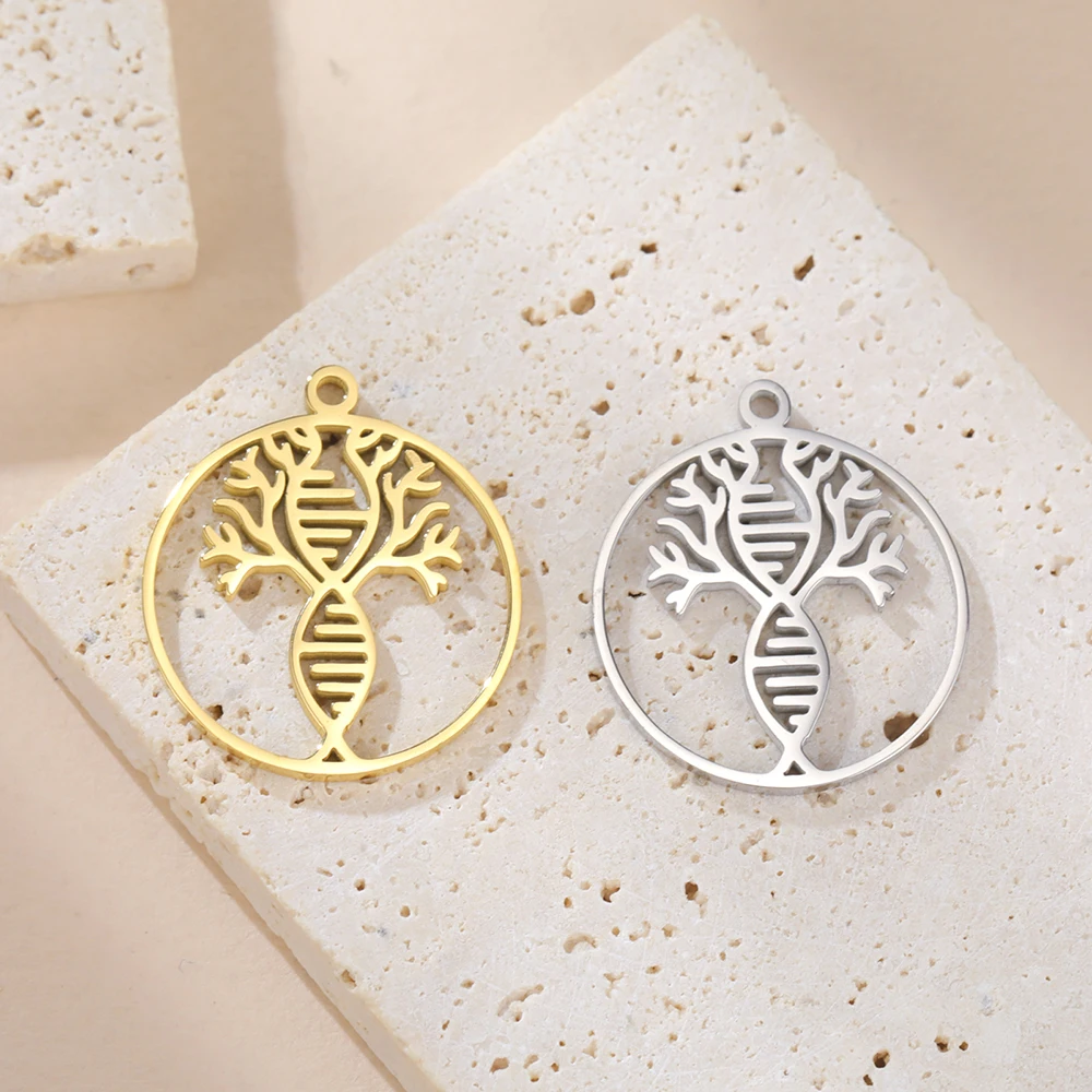 داوابارا شجرة الحياة قلادة لصنع المجوهرات الويكا سلتكس الهلال القمر DNA شجرة قلادة الفولاذ المقاوم للصدأ الملحقات