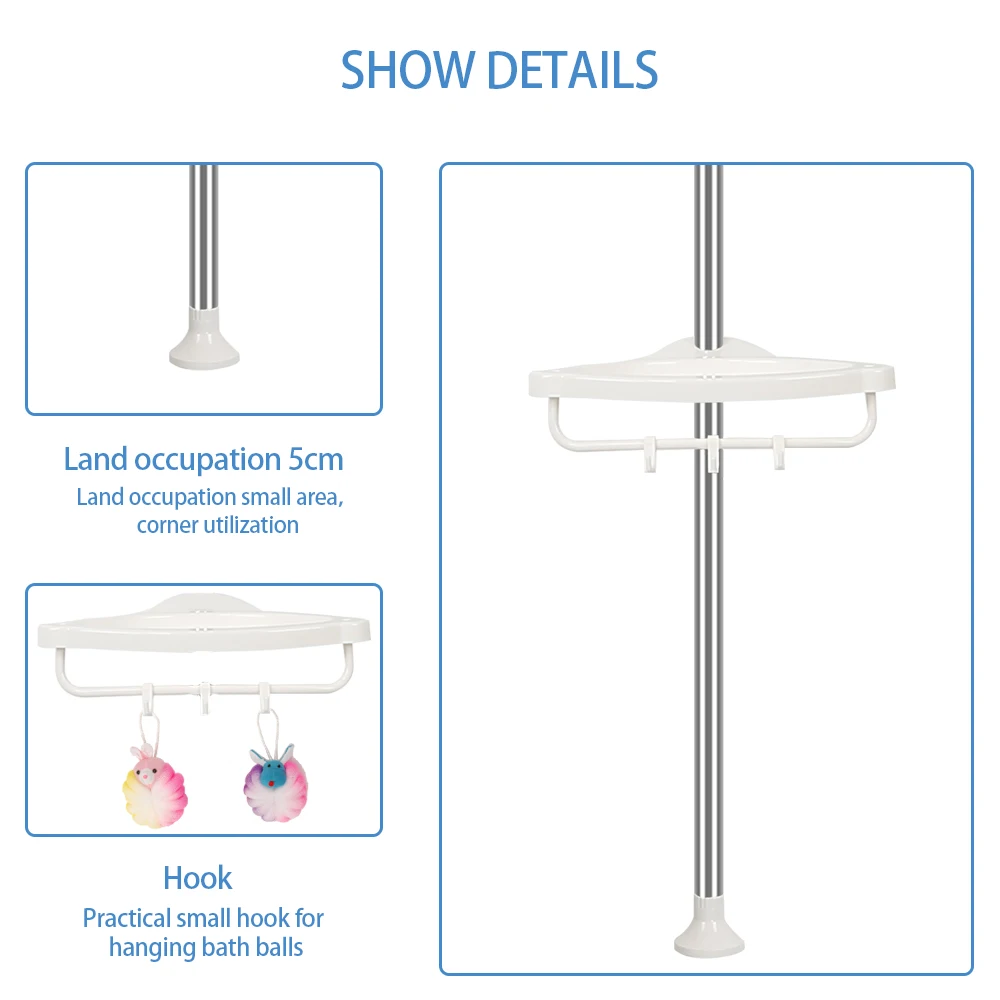 Telescopic Bathtub Shelves Corner Shower Shelf Without Drilling Bathtub Organizer, Kitchen, Sink, Adjustable from 105 to 310 cm
