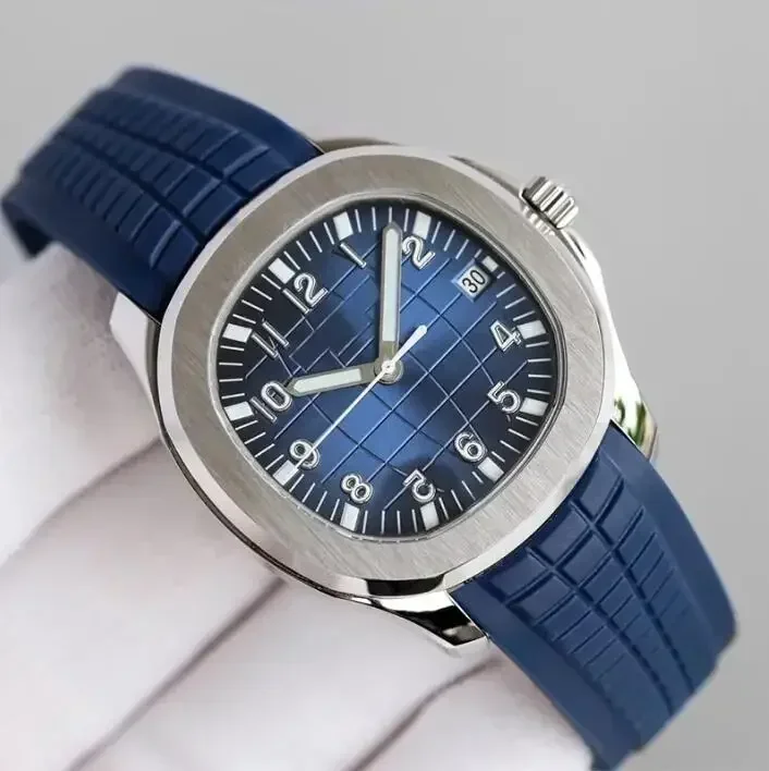 Luxo masculino aquanaut 5167a relógio mecânico automático de aço inoxidável preto azul pulseira de borracha relógios esportivos relogio