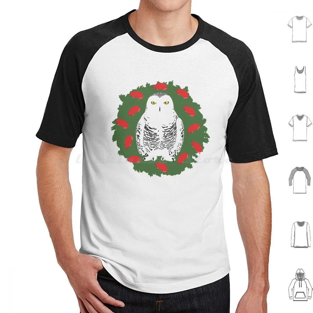 Snowy Owl Holiday T Shirt Big Size 100% Cotton Bird Animal Nature Owl Snow Christmas Holiday Winter