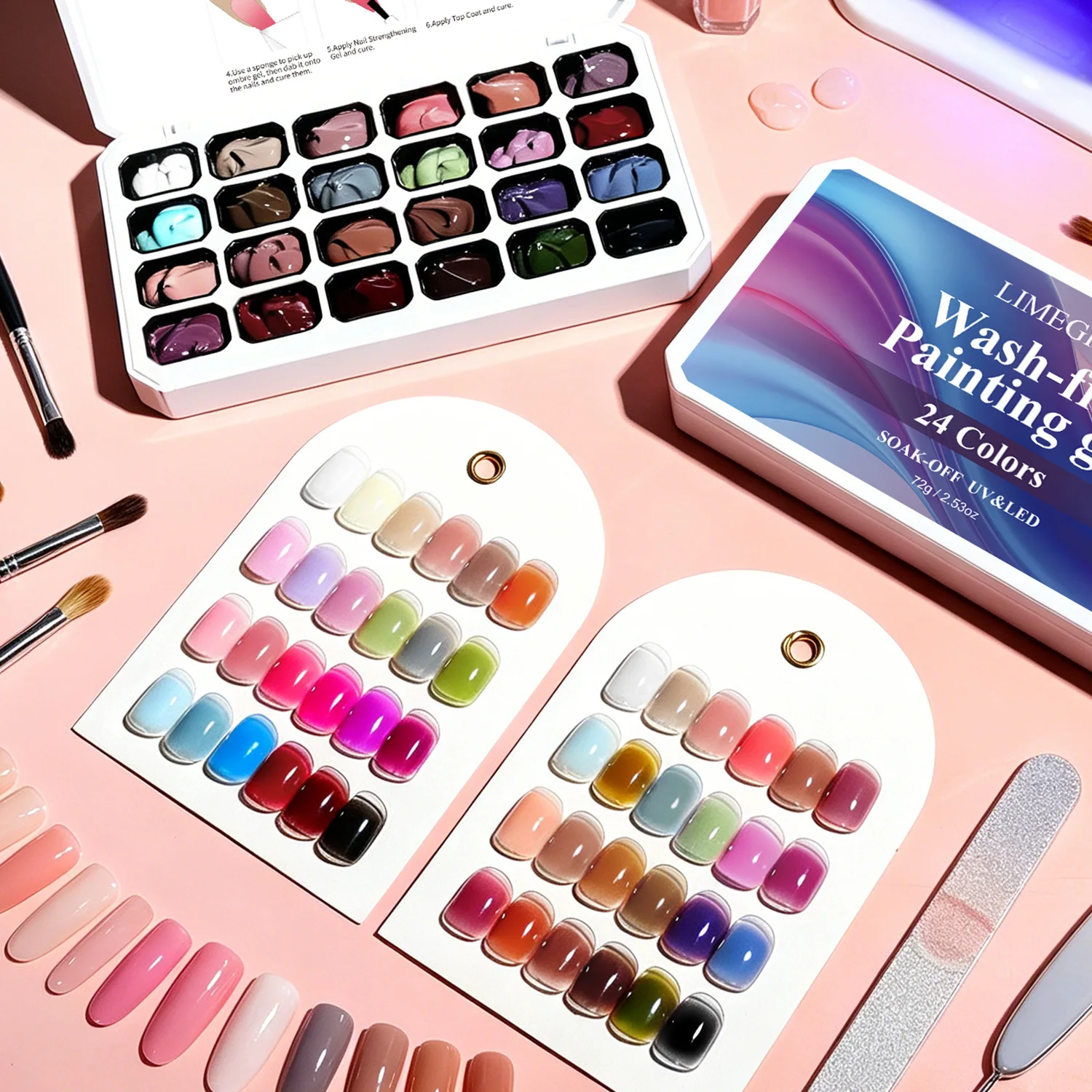 

Mini 4IN1 Pat Ombre Gel Nail Polish French Nail Manicure Solid Easy Gradient Painting Gel Varnishes 24colors Paint Art Gel