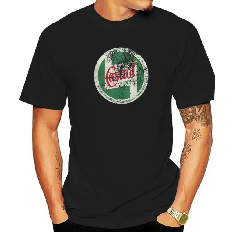 Castrol Classic Sign Men T Shirt Motor Oil Fun Tees Short Sleeve Crewneck T-Shirts Pure Cotton Printed Clothing