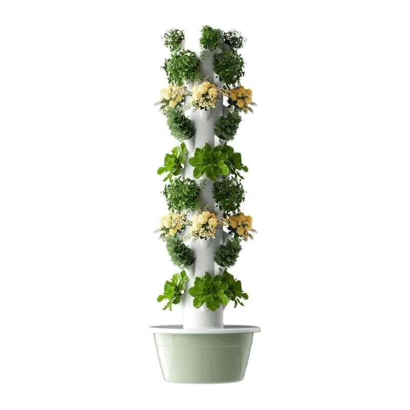 Vertical hydroponic tower for balcony and rooftop, soilless growing system ideal for home vegetable cultivation