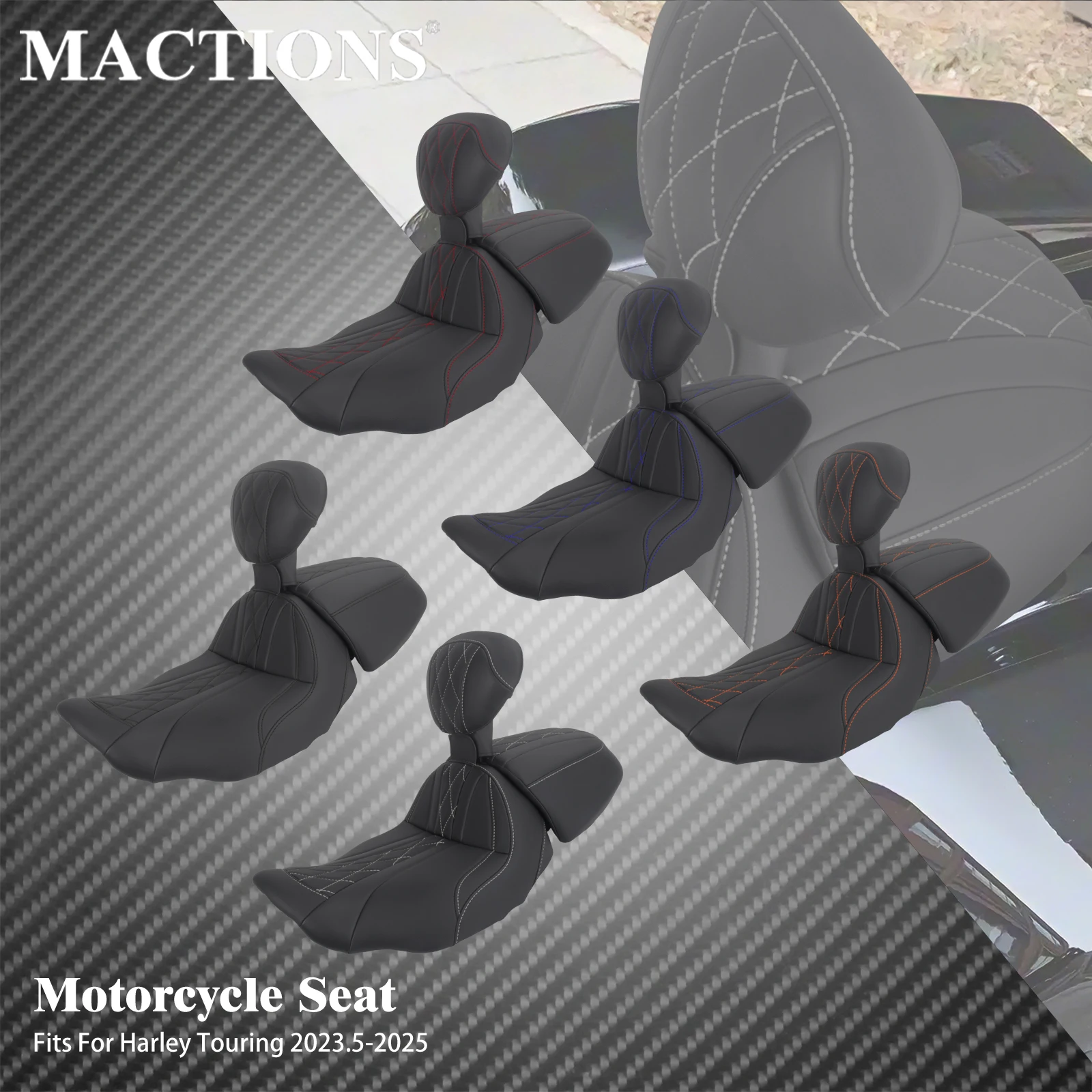Motorcycle Front Rear Driver Passenger Seat Cushion Two Up Seat With Backrest For Harley Touring 2023.5-2025 Electra Road Glide