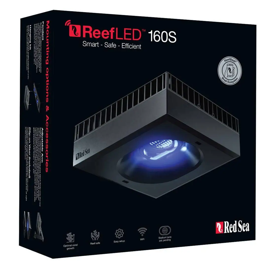 Red Sea Reef LED Lamp for Aquarium Decoration, Coral, Saltwater, Light, Hanging Kit, Supporting Bracket, WIFI, 160S