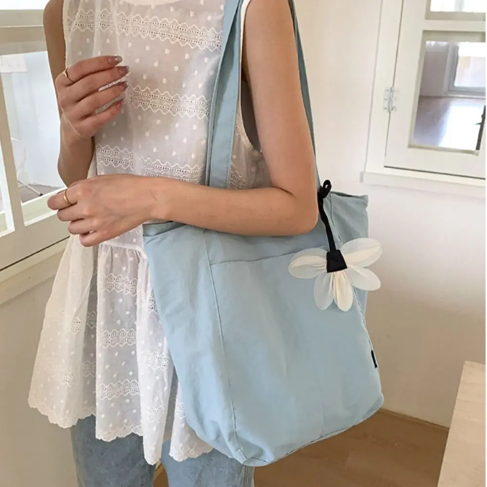 

Милая нейлоновая сумка на плечо в корейском стиле, водонепроницаемая легкая большая сумка, однотонная сумка большой вместимости для офисного работника