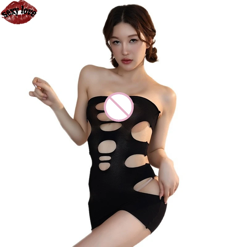 セクシーな愛のランジェリータイトフィットヒップハグスカート横縞視点純粋な欲望制服軽薄なパジャマ