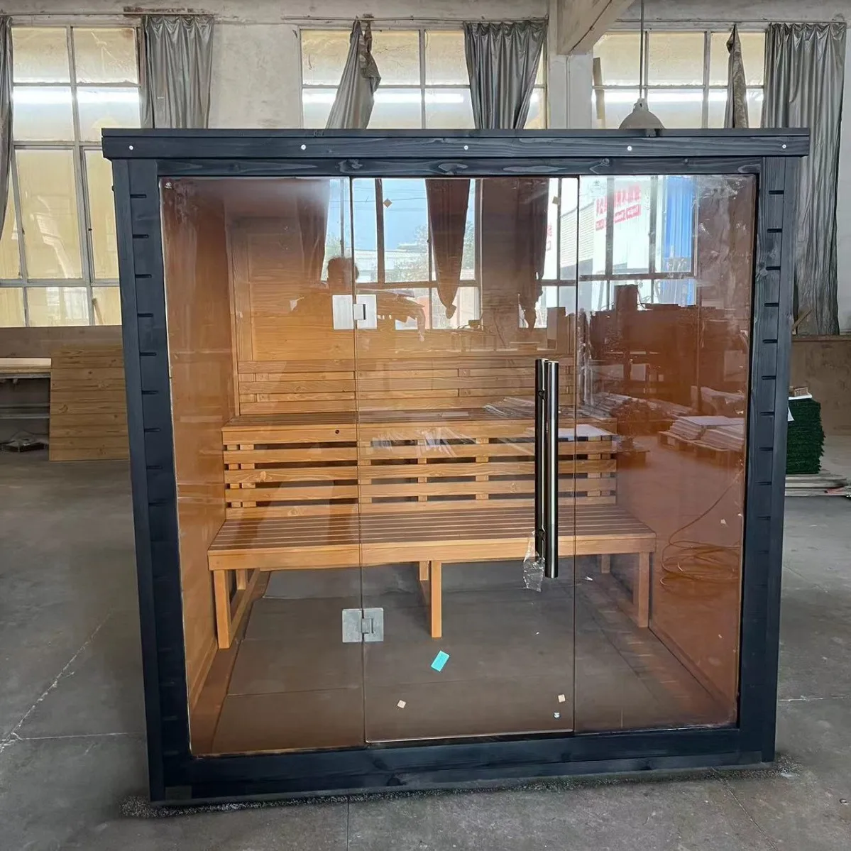 Outdoor Sauna Room Red Cedar Cube  Room with Stove