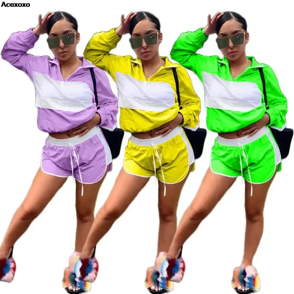 

Summer new women's casual fashion personality patchwork sunscreen shorts set