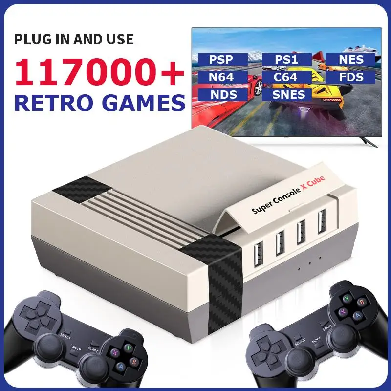 Top! Super Console X Cube Retro Video Game Consoles With 117000 Games For PS1/PSP/ N64/Arcade Portable Game Player Plug And Play