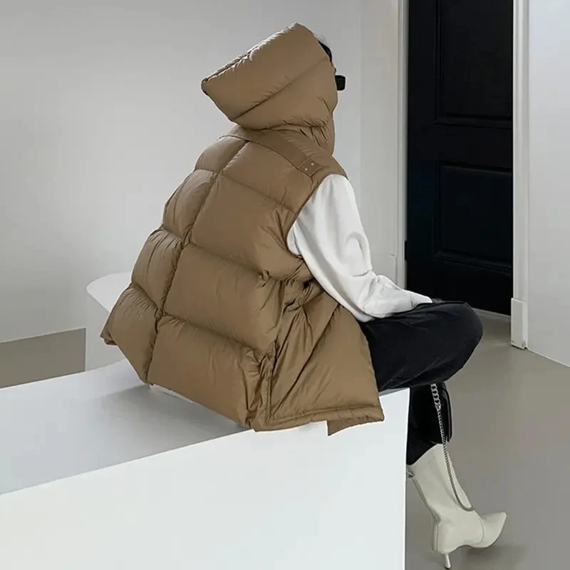 Mulheres novo simples all-match casacos femalesoft quente mangas jaquetas outono inverno coreano pato branco para baixo colete