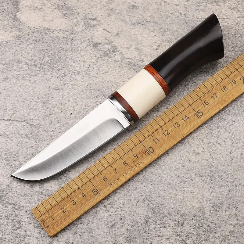 

Sandalwood Handle Hunting Knife 5Cr13Mov Steel Sharp Fixed Blade Knife Outdoor Camping Survival Tool With Leather knife set