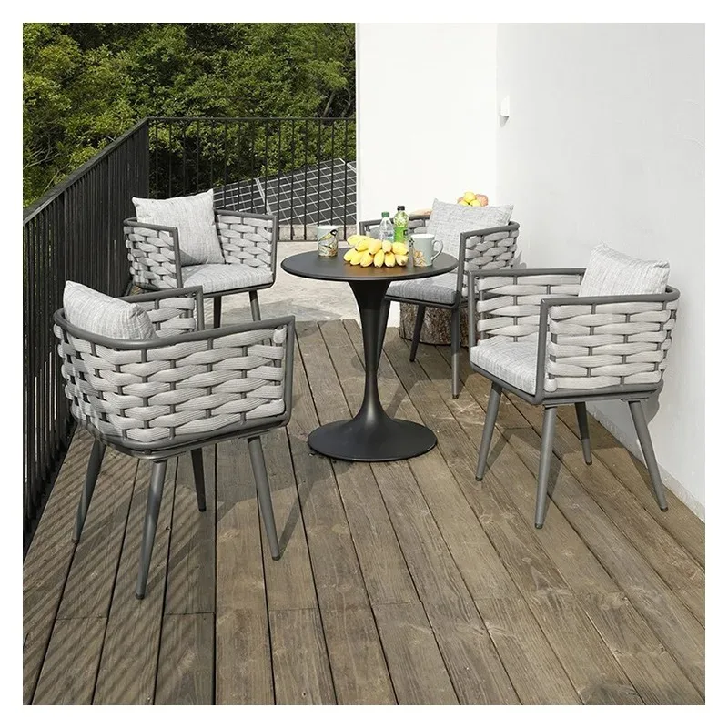 

attan table and chair combination, leisure pull rope removable throw pillow villa outdoor rattan table and chair combination