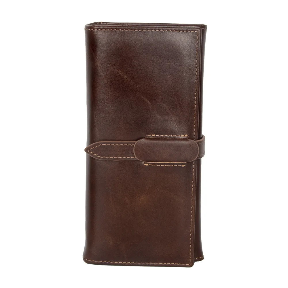 

YH7033 Oil wax craft first layer cowhide women's long wallet multifunctional genuine leather drawstring wallet