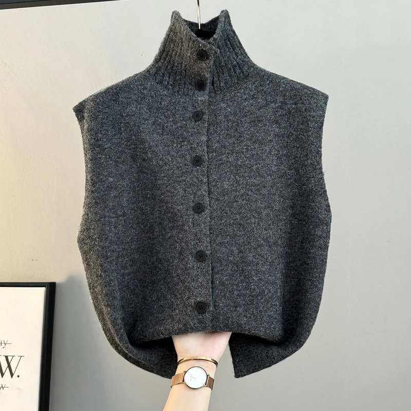 

Минимально дизайн, свободный свитер с полувысоким воротником для женщин весной и осенью, новый стиль для снижения возраста