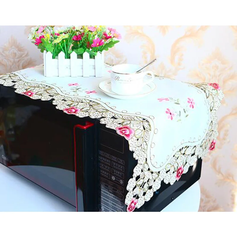 Luxury satin Rose Embroidery bed Table flag Runner cloth cover kitchen Christmas Wedding party Table decoration and accessories