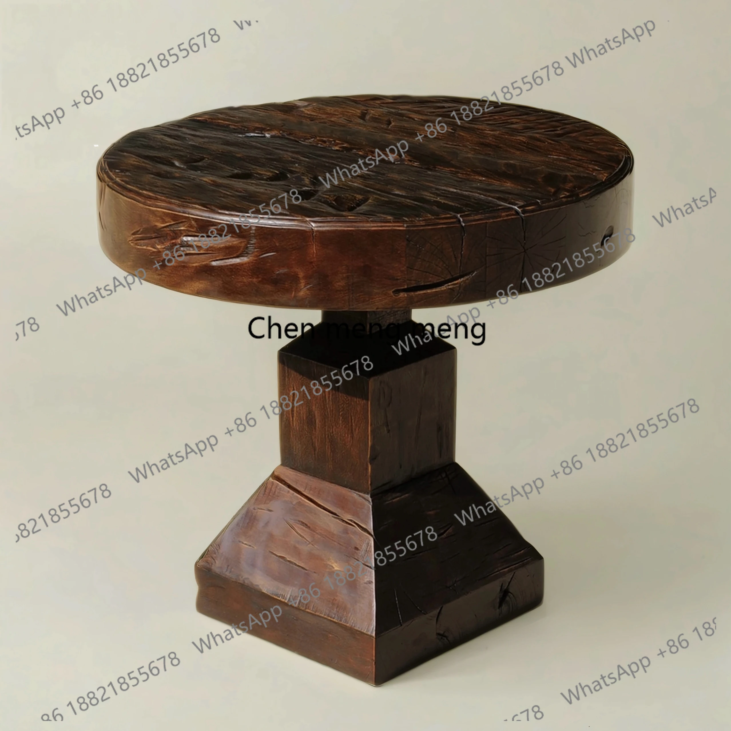 

Stunned wind pyramid thick noodle table, retro old solid wood round table, old wood vicissitudes