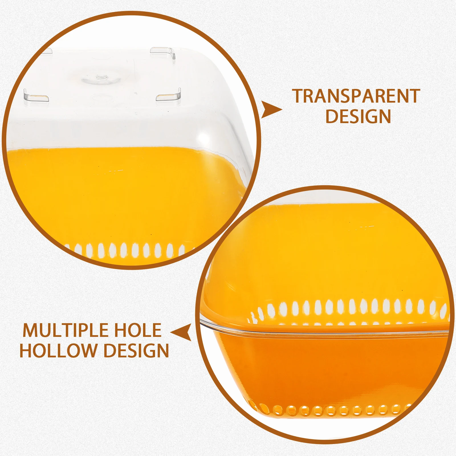 

4 Pcs Drainer Basket for Fruit Vegetable Rice Rinser Strainer Bowl Yellow Lightweight Smooth Plastic Design