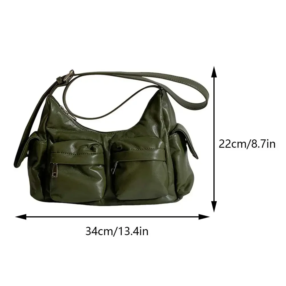 Retro Messenger Bag for Women Vintage Crossbody Bag Y2k Fashion Tote Handbag Purse Designer PU Leather Shoulder Bag Shopper 2023