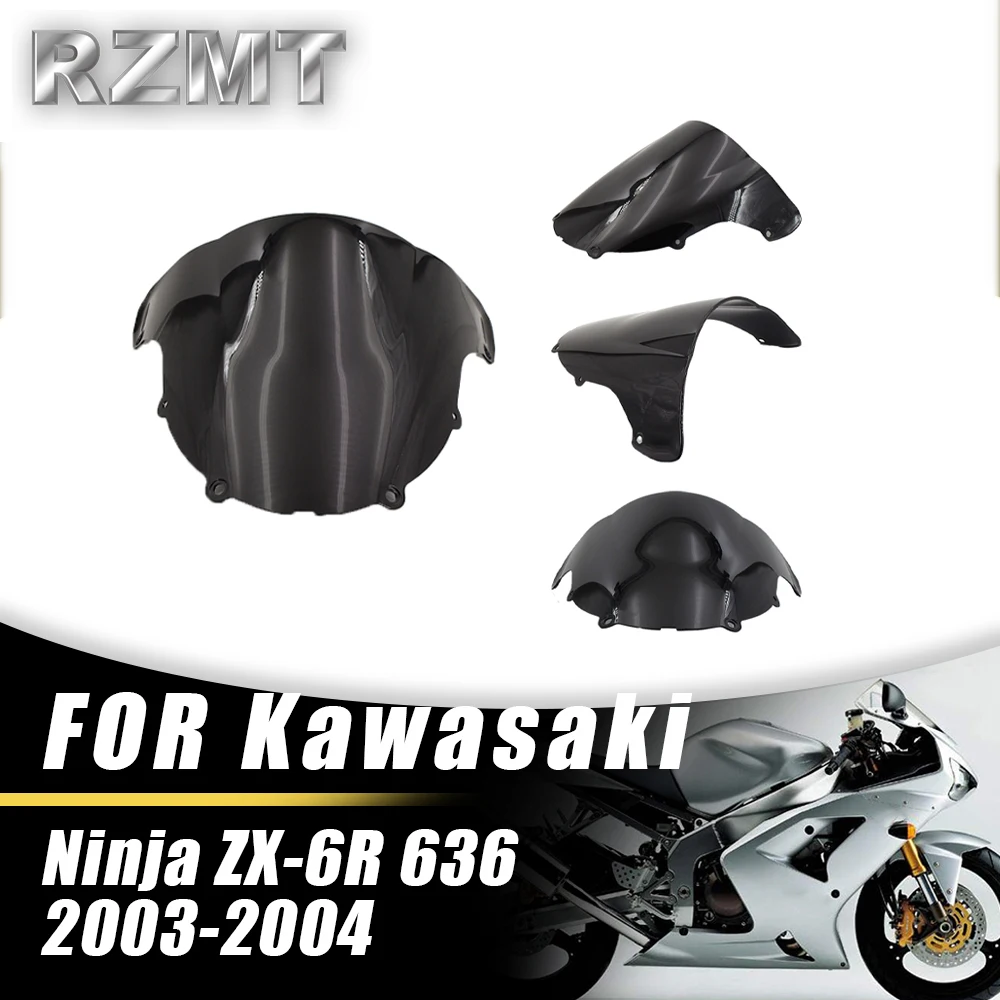 

ZX6R Front Double Bubble Wind Deflector Windscreen Fit For KAWASAKI NINJA ZX-6R 636 2003-2004 Motorcycle Accessories Windshield