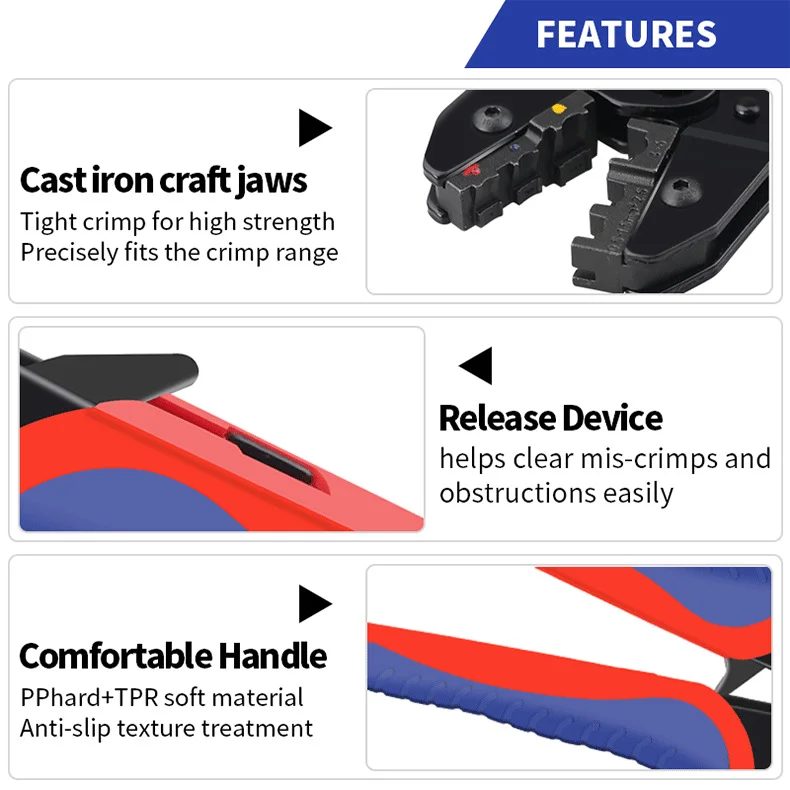 Pinza a crimpare preisolata HS-30J con set di ganasce sostituibili per crimpatura di terminali automobilistici e fotovoltaici