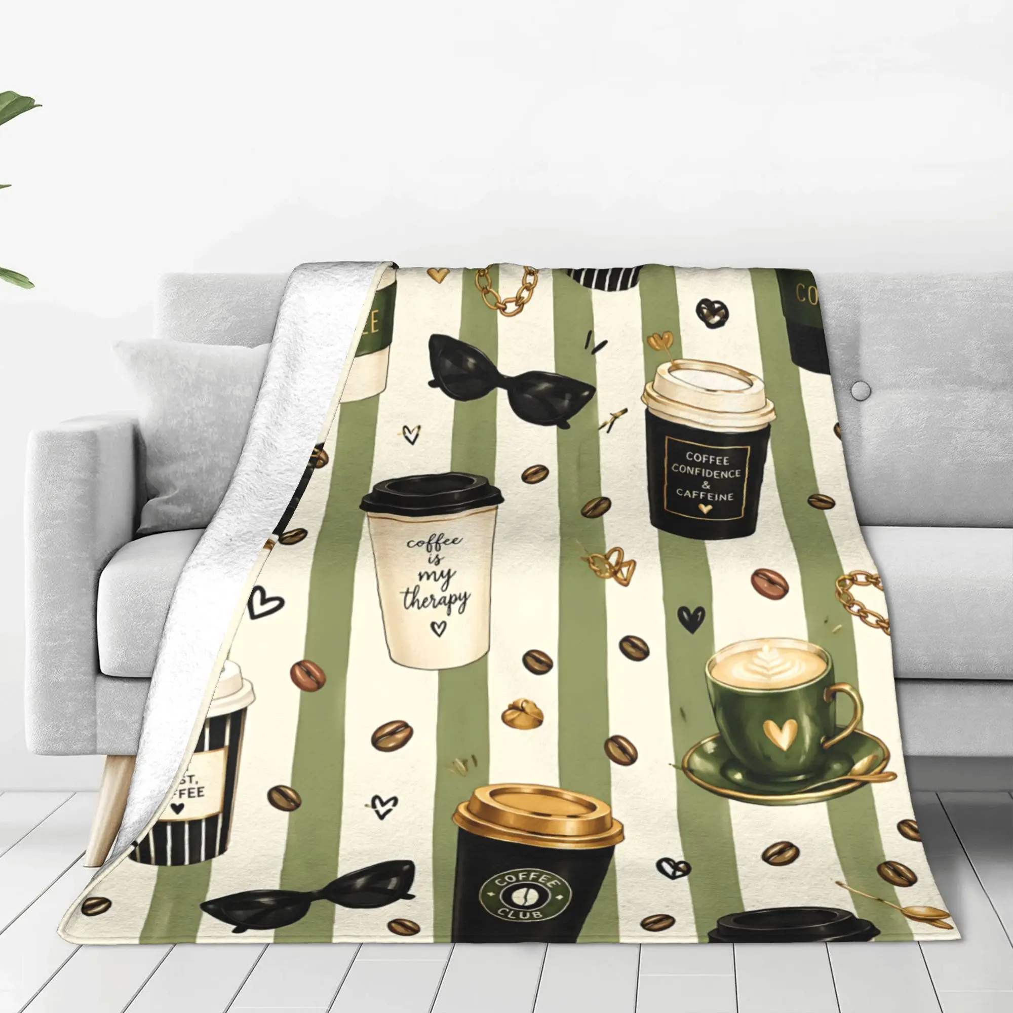 1PC Home Coffee Aesthetics and Vibes Daily media Blanket Throw Blanket Novelty Warm Blanket Gift for Happy Halloween Give Thanks