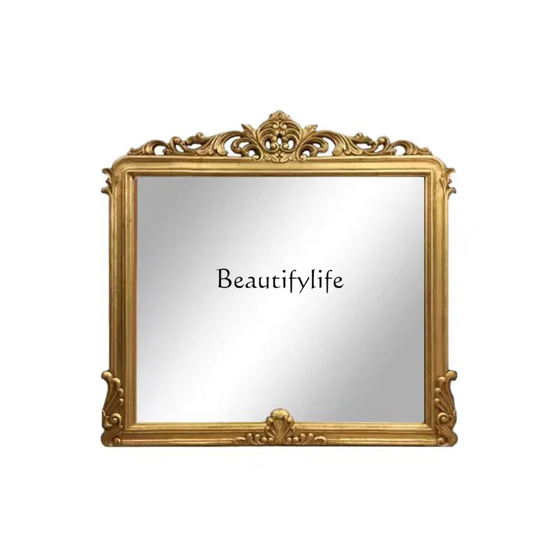 

European-style old wall-mounted decorative mirror retro carved French bedroom makeup mirror