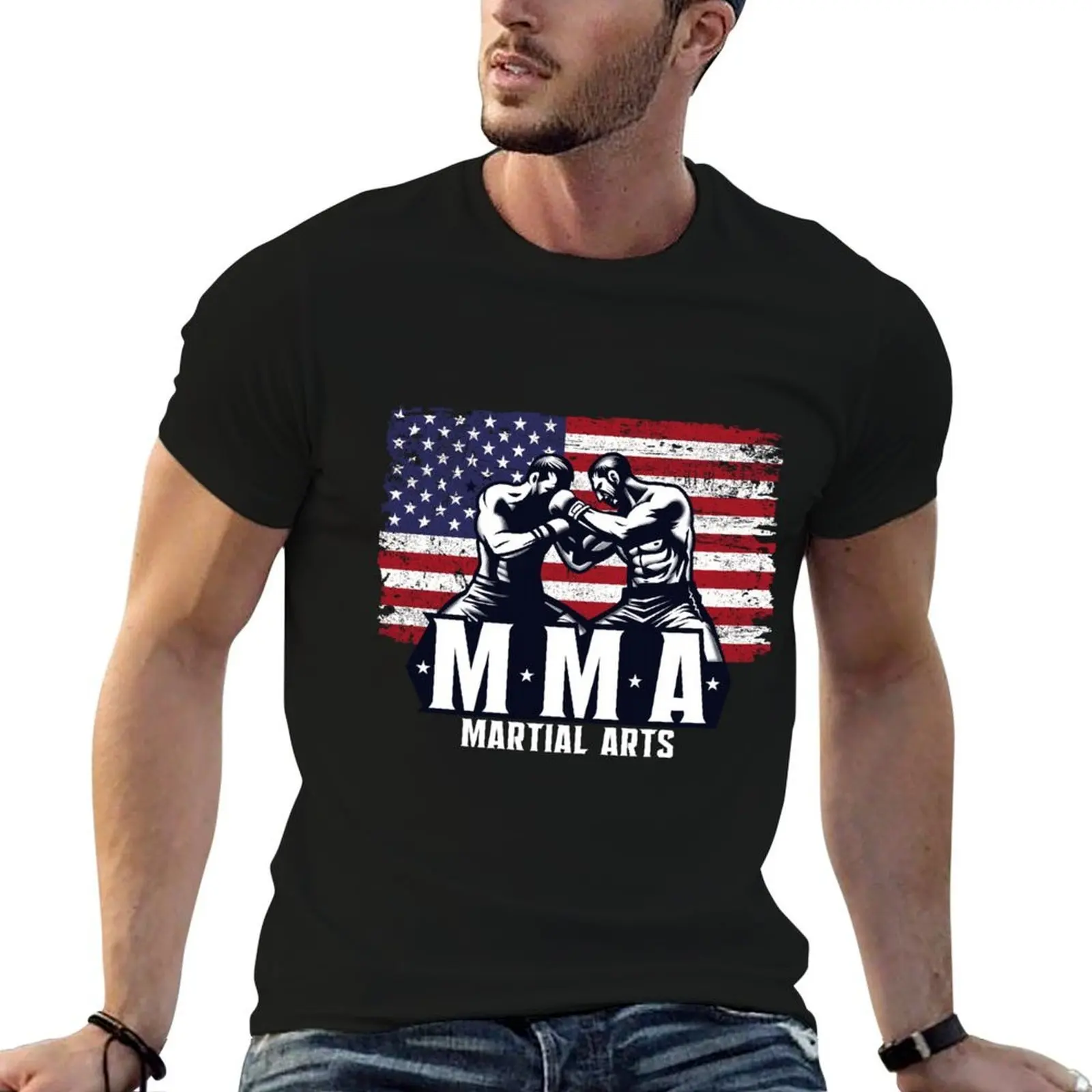 

Patriotic MMA Fighters Tee: American Flag & Martial Arts Pride T-Shirt t shirt man casual t shirt man luxury T-Shirt