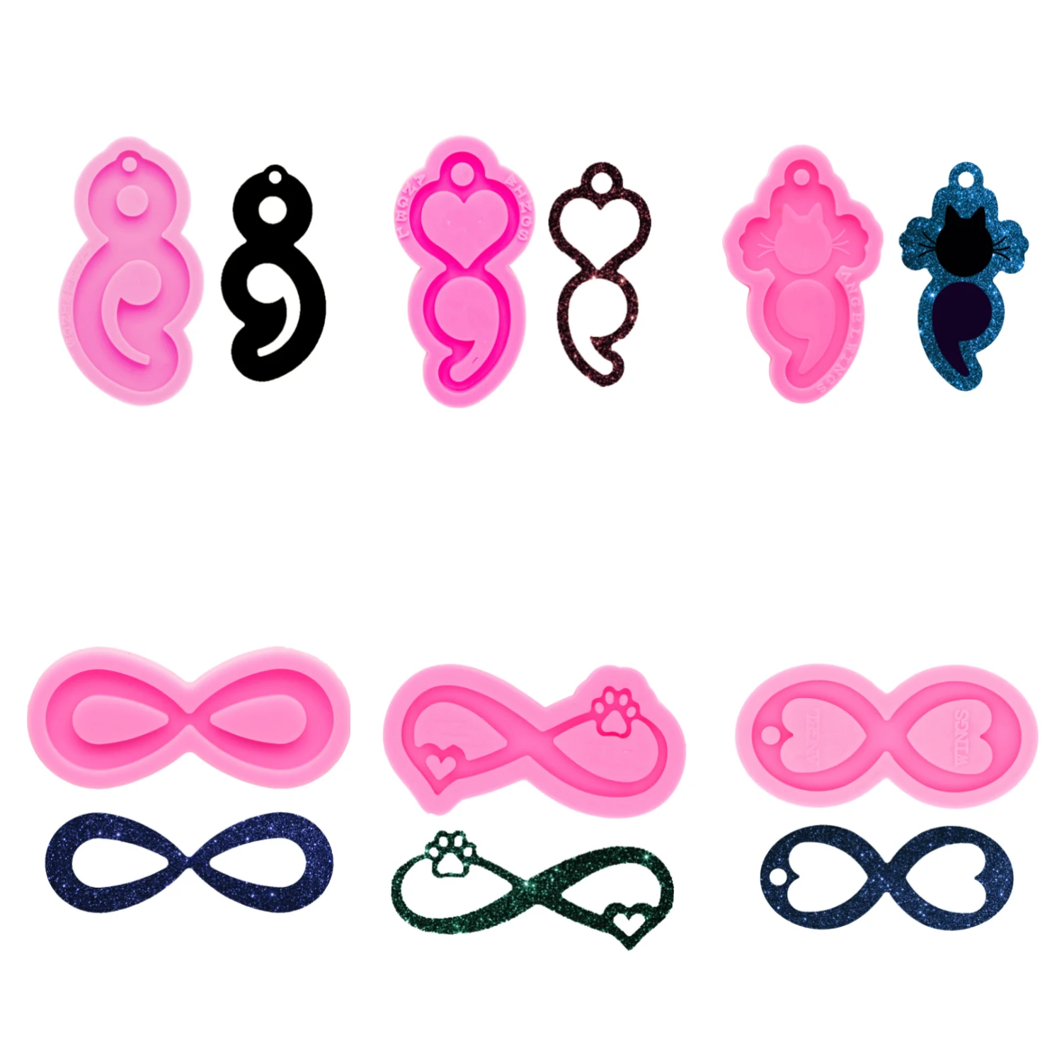1pc Semicolon Silicone Epoxy Mould Keychain Mould For DIY Resin Casting Crafts, Jewelry Making Refrigerator stickers