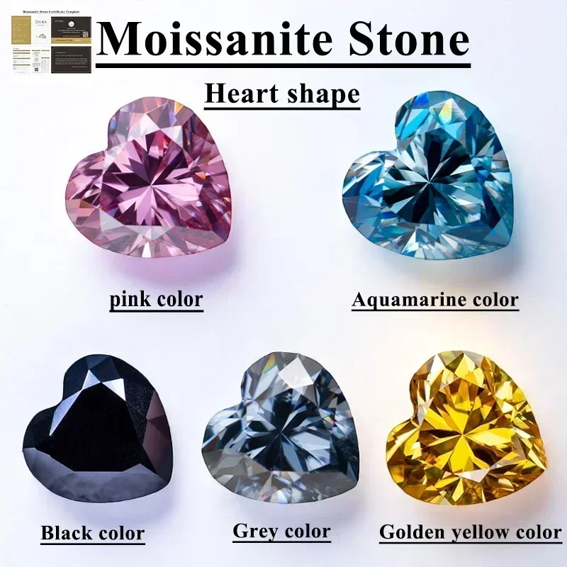 

Moissanite Stone Heart Shape VVS1 Combination chain Charms Beads with GRA Certificate for Advanced Jewelry Making Materia