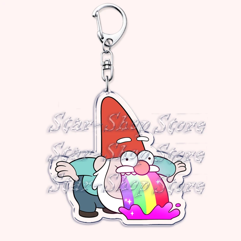 Hot Cartoon Figures Keychains for Accessories Bag A Wheel of Prophecy Bill Cipher Waddles Pink Pig Keyrings Jewelry Fans Gifts