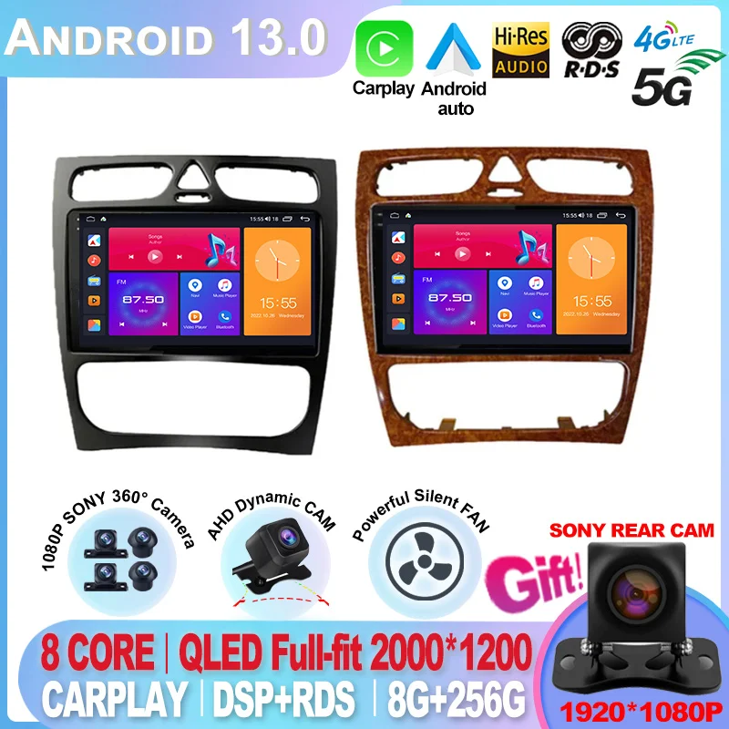 

For Mercedes Benz C Class W203 C200 C320 C350 CLK W209 2002 - 2005 Car Radio Android 13 Stereo QLED Head Unit Screen Multimedia