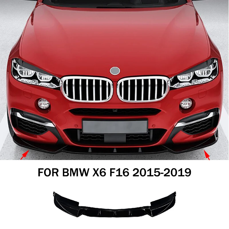 

Car accessories FIT FOR BMW X6 F16 2015-2019 black ABS Front Bumper Lip Spoiler Splitters Cover Body kit Side Skirt