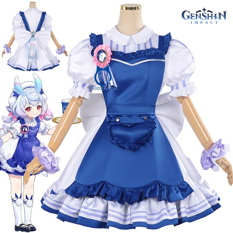 

Game Genshin Impact Cosplay Hot Sigewinne Cobranded Luckin Coffee Role Play Costume Anime Blue Lolita Dress for Women Comic Con