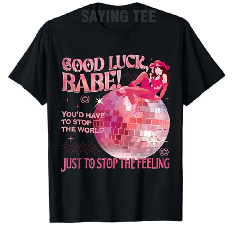 

Good Luck Babe Cowgirl Western Vintage Pony Club T-Shirt Women's Fashion Pink Western Graphic Tops Cute Disco Cowgirl Saying Tee