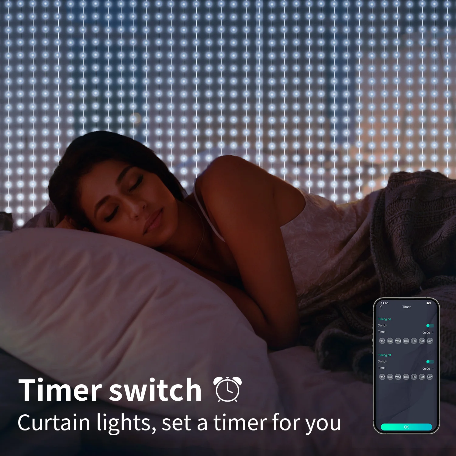 Intelligent LED Curtain Lights,400LED,RGB Fairy Lights, Music Synchronized,Unique Gift,Suitable for Holiday Decor.