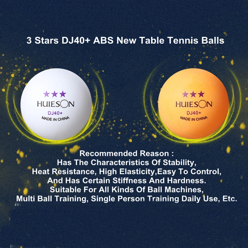 

2025 50/100PCS HUIESON 3-Star DJ40+ New Material 2.8g Table Tennis Ball for Advanced Professional Training Competition Ping-Pong