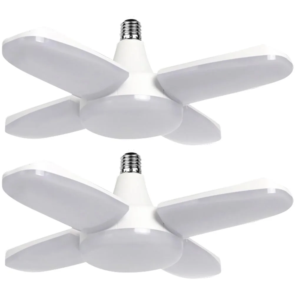 2Pcs Deformable LED Garage Lights 4 Panel Adjustable Angle 6500K E27 Screw Socket Ceiling Light for Warehouse