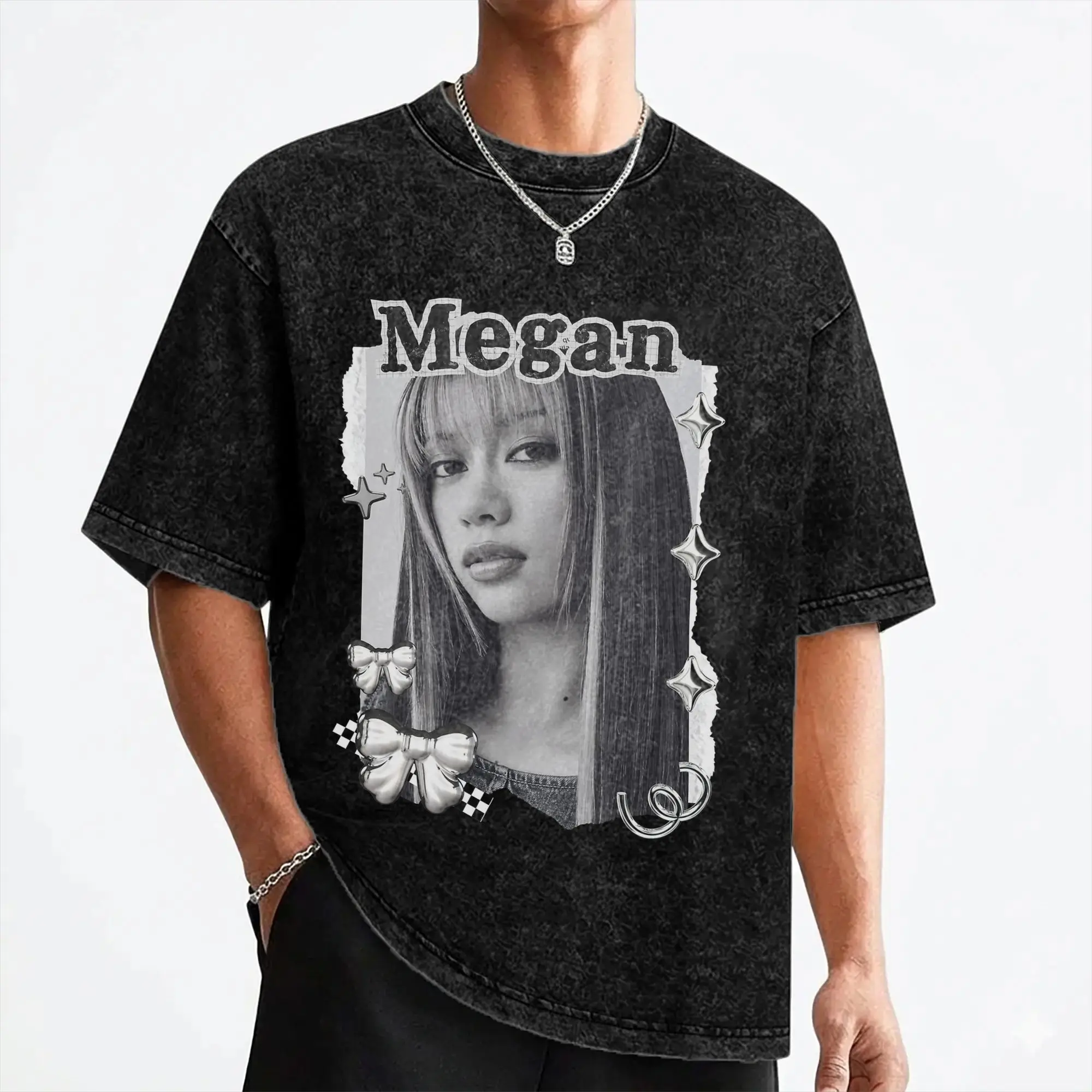 Megan Katseyes Kpop Girl Group T Shirts Washed 100% Cotton Oversize T-Shirts  Novelty Men Women Streetwear Printed Tops Tees