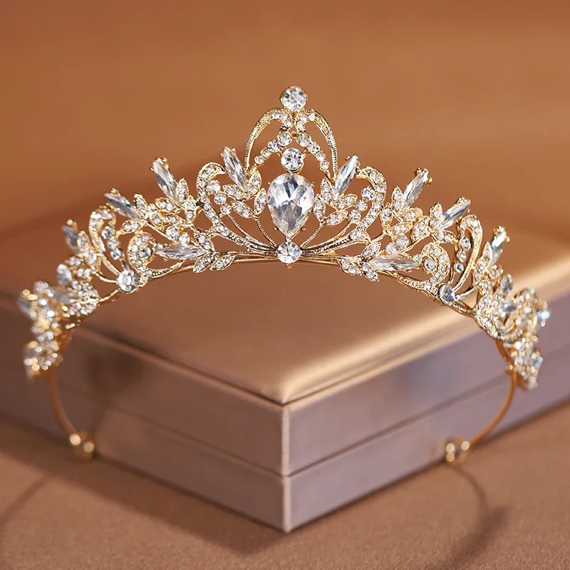Bridal Headwear Gold-Colour Women's Full Of Classical Temperament Wedding Crown Girl Birthday Dazzling Tiaras image 3