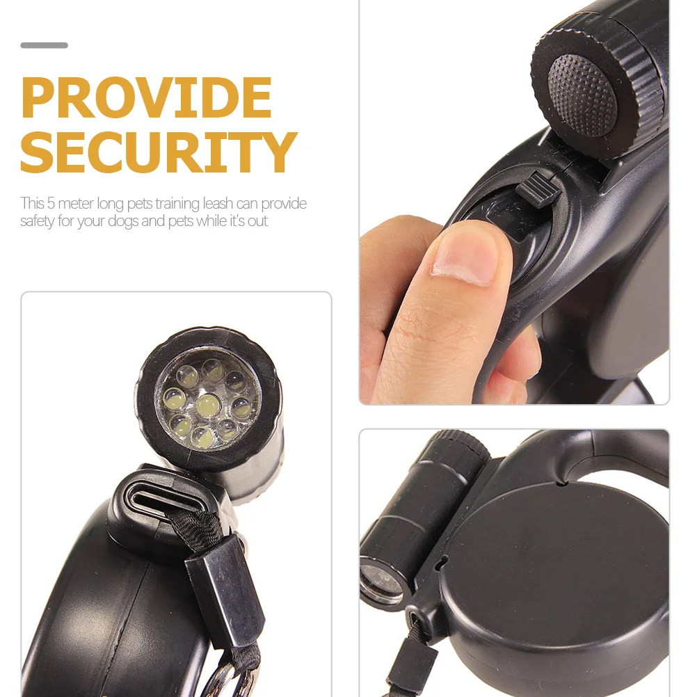 

5M Retractable Dog Leash Heavy Duty Pet Training Lead with Ergonomic Handle LED Light and Waste Bags for Dogs Cats Automatic