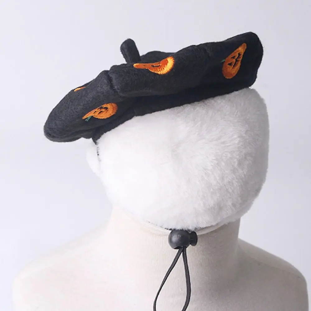 

Durable Pumpkin Print Pet Beret Hat Cute Breathable Halloween Pet Decor Creative Adjustable Cat Headwear Halloween Costume