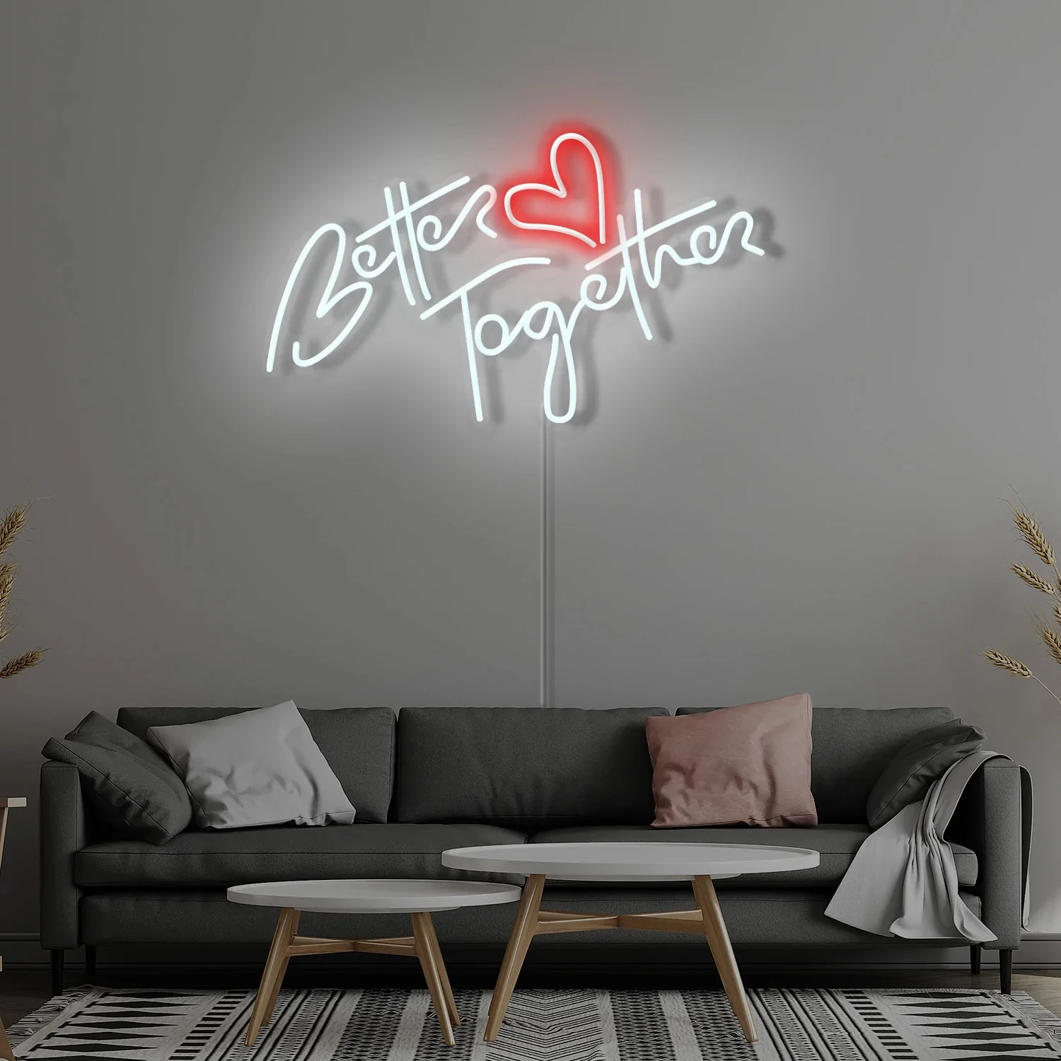 Beter Samen Led Neon Sign Led Transparante Flex Usb Powered Muur Opknoping Slaapkamer Decor Bruiloft Nachtlampje Teken Gift Vrouw