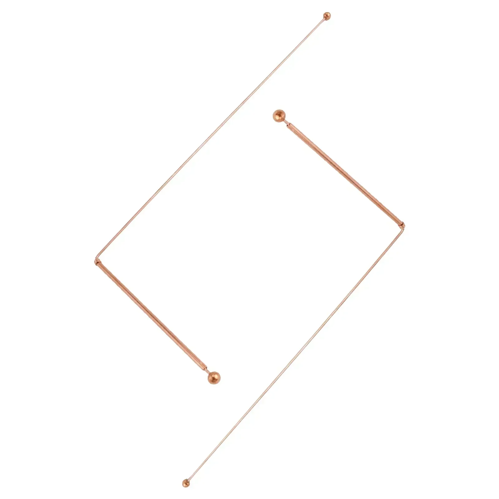 2 Pcs Sticks Detector Rod Copper Probe Double Round-ball Head For Water Treasure Finding Metal Probing Tool Measuring Tool