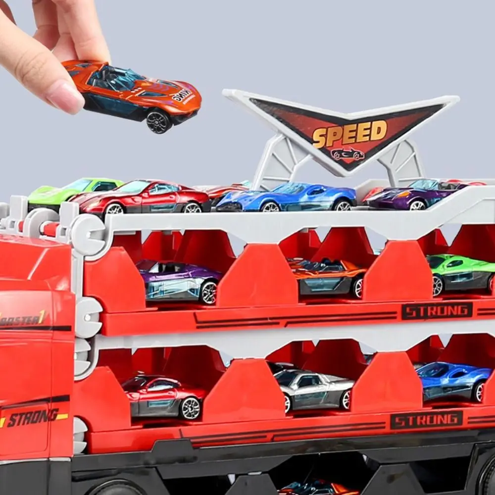 Large Size Car Transporter Truck 8/16 Pcs Diecast Model Sports Cars Model Transforming Carrier Multifunctional Storage