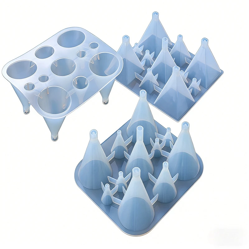 

A silicone mold with an eleven grid conical triangular pyramid shape made of epoxy resin suitable for DIY jewelry and ornaments