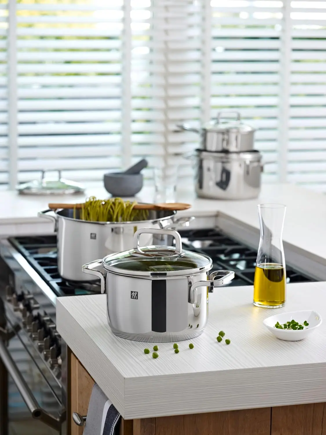 طقم أوعية مكون من 5 قطع، مع 4 أغطية، مناسب للحث، ستانلس ستيل، كوادرو، 60 × 50 × 30 سم، فضي #5