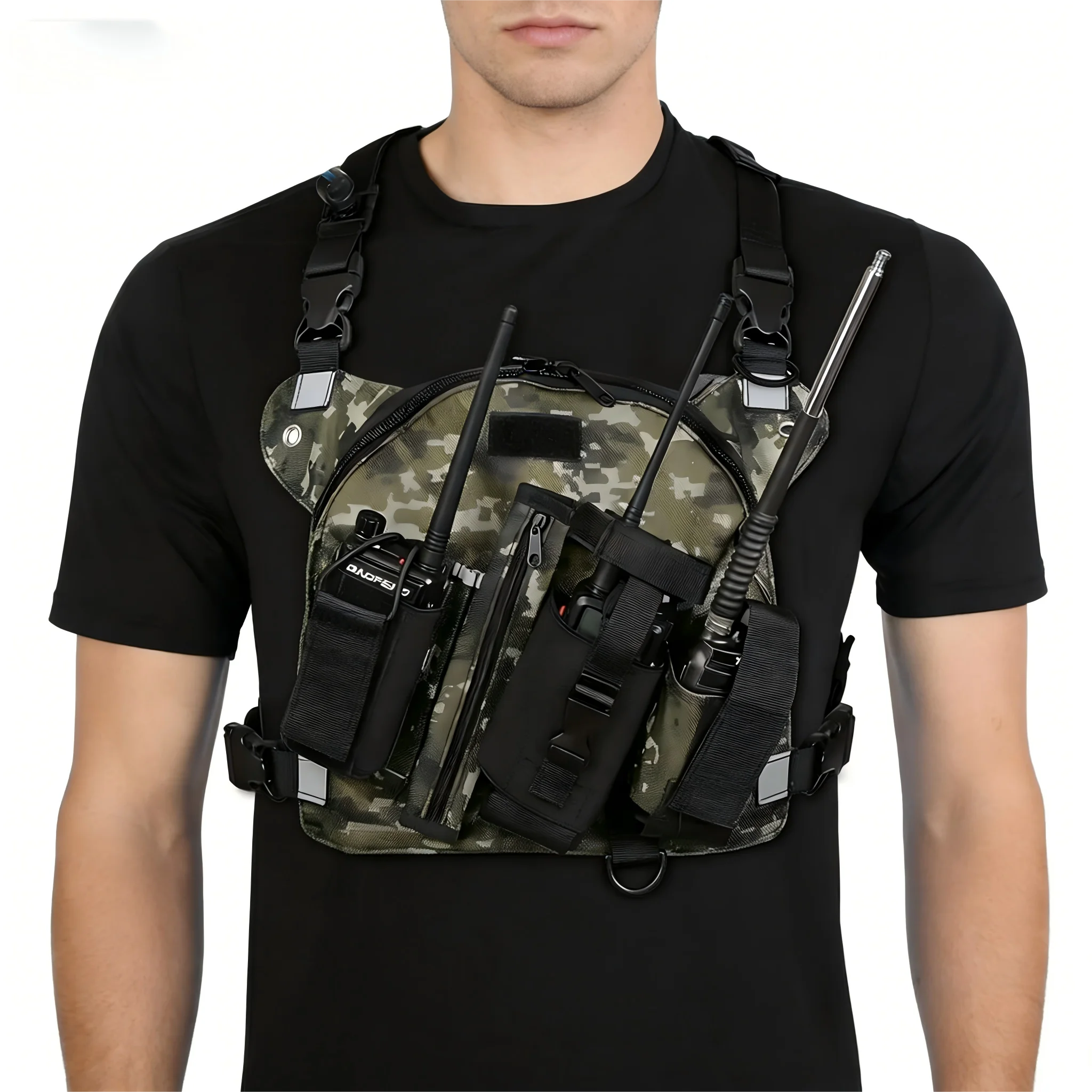 ABBREE PT-10 Walkie Talkie Pocket Bag Borst Front Zakjes Tactische Holster voor Baofeng UV-5R UV-21 PRO UV-5RH Twee Manier Radio